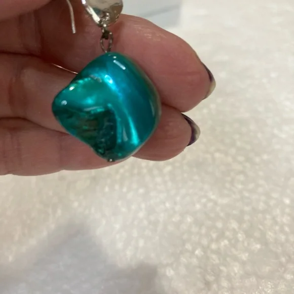 Elegant Silver and Teal Earrings Set ( 2 pairs ) - Picture 7 of 11